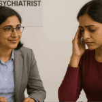 Psychiatrist counseling a patient about mental health challenges in the modern world
