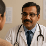 Cardiologist consulting a patient for advanced heart care at Sri Ambal Healthcare, Annanur